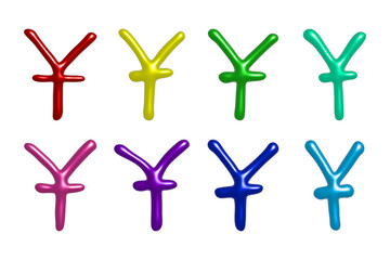 Set of 3d chinese yuan currency symbol Elements for design