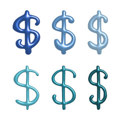 Set of 3d dollar currency symbol Elements for design