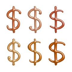 Set of 3d dollar currency symbol Elements for design