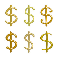 Set of 3d dollar currency symbol Elements for design