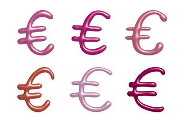 Obraz premium Set of 3d euro currency symbol Elements for design