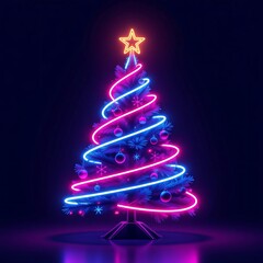 Neon 3D Cyberpunk Christmas Tree – Glowing Futuristic Holiday Design