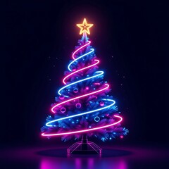 Neon 3D Cyberpunk Christmas Tree – Glowing Futuristic Holiday Design