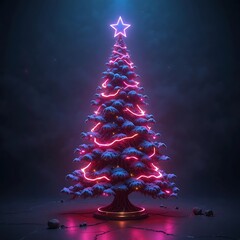 Neon 3D Cyberpunk Christmas Tree – Glowing Futuristic Holiday Design