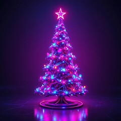 Neon 3D Cyberpunk Christmas Tree – Glowing Futuristic Holiday Design