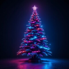 Neon 3D Cyberpunk Christmas Tree – Glowing Futuristic Holiday Design