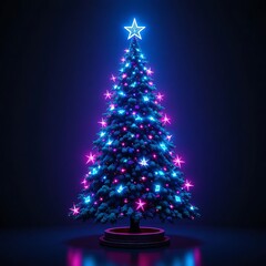 Neon 3D Cyberpunk Christmas Tree – Glowing Futuristic Holiday Design