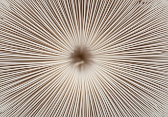 Fototapeta premium Delicate ribbed mushroom gills forming an intricate natural radial pattern