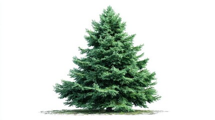 A beautiful evergreen fir tree with lush green needles, perfect for winter, christmas, or naturethemed designs, isolated on white background