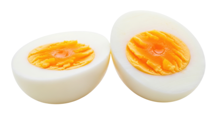 Two halves of a hard boiled egg transparent background cutout png