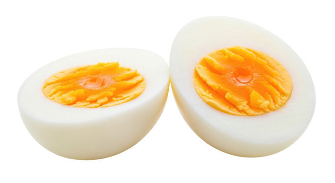 Two halves of a hard boiled egg transparent background cutout png