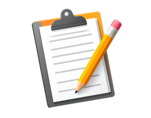 Flat Vector Clipboard with Pencil Icon for To-Do List, Isolated on Transparent Background