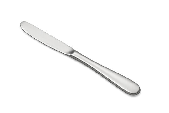 Stainless steel butter knife for spreading food, kitchen utensil and dining cutlery on transparent background