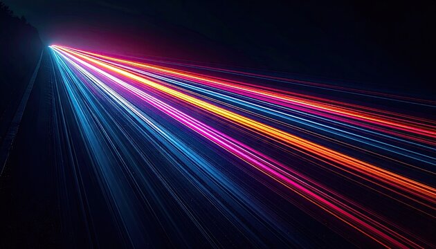 Abstract Light Streaks Red Blue Pink Orange Dark Background Dynamic Motion Vibrant Glow
