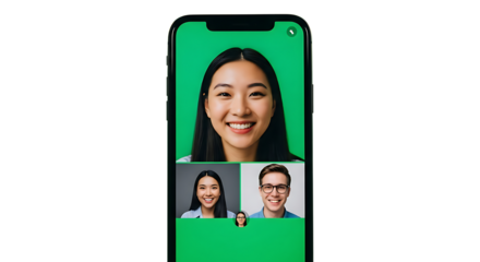 Smiling diverse group on a video call using a mobile device showing team collaboration and virtual connection in a digital age
