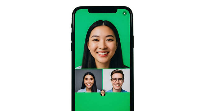 Smiling diverse group on a video call using a mobile device showing team collaboration and virtual connection in a digital age