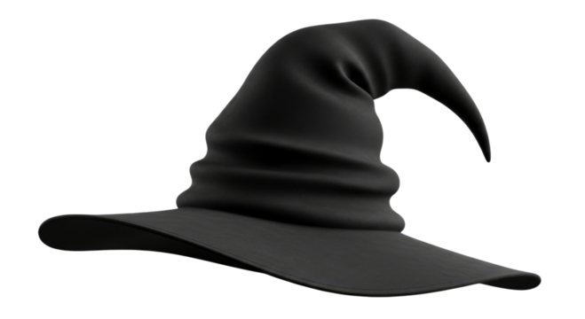 Black witch hat transparent background cutout png