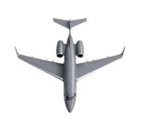 Top view of a private jet transparent background cutout png