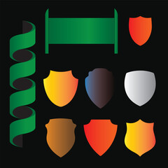 Colorful Shield and Ribbon Elements Collection with Gradient Styles