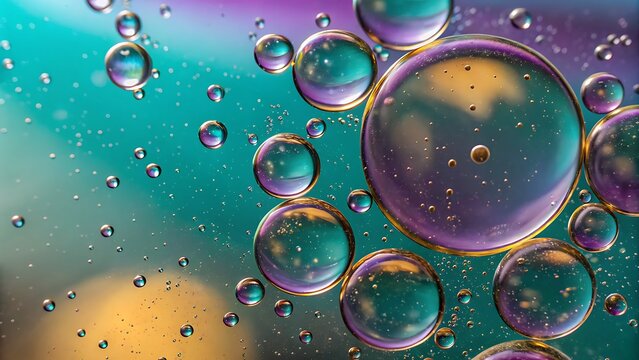 Vibrant abstract oil drops in water creating a dynamic pattern