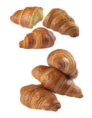Variety of Freshly Baked Golden Croissants on a Transparent Background