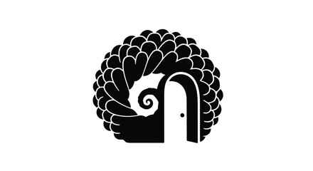 Abstract circular pattern with a stylized doorway inviting entry into a unique world.