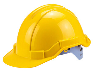 Fototapeta premium High-Visibility Safety Helmet with Reflective Crown Band, Side Profile, Isolated on Transparent Background