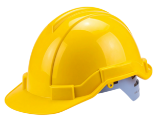High-Visibility Safety Helmet with Reflective Crown Band, Side Profile, Isolated on Transparent Background