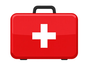 Obraz premium Minimal Flat First Aid Kit Icon with Red Cross, Transparent Background