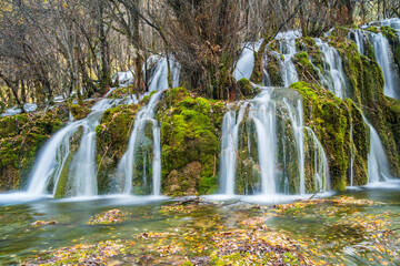 Obraz premium Jiuzhaigou Arrow Bamboo Lake Waterfall close-up