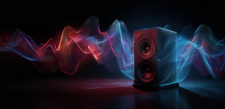 Experience music like never before with this striking speaker and vibrant sound waves for your next audio project or immersive design concept