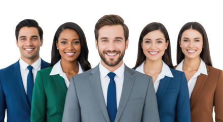 Team of professionals smiling transparent background cutout png
