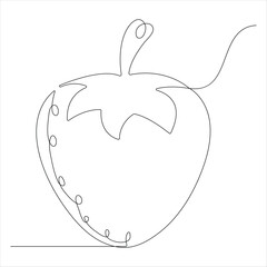 Continuous one line drawing of organic strawberry outline style illustration