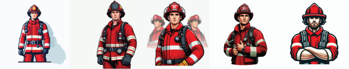  vector image of a man wearing a firefighter uniform on a white background
