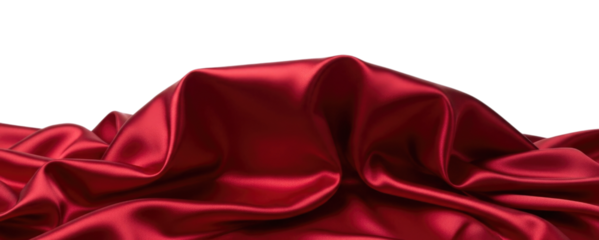 Red satin fabric draped over an object transparent background cutout png