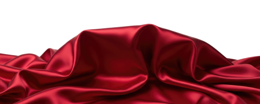 Red satin fabric draped over an object transparent background cutout png
