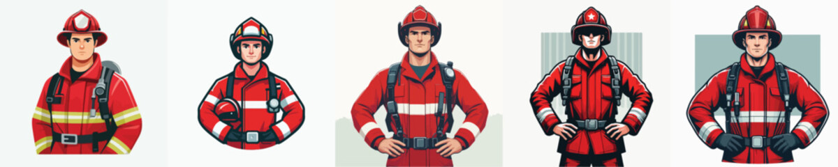  vector image of a man wearing a firefighter uniform on a white background
