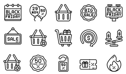 Black Friday Sale Icons Set