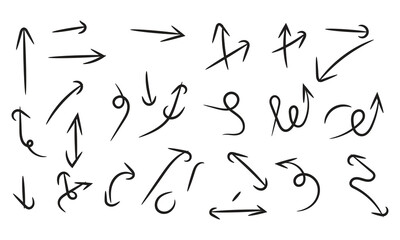 Hand drawn doodle arrows set isolated on for your design