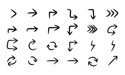 Hand drawn arrow collection isolated on for design element