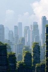 Obraz premium Sustainable urban growth futuristic green architecture in skyscraper city modern landscape aerial view eco-concept