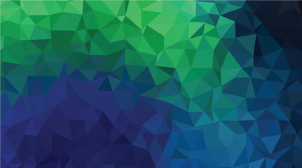 Abstract Dark Green and Blue Low-Poly Geometric Triangle Background