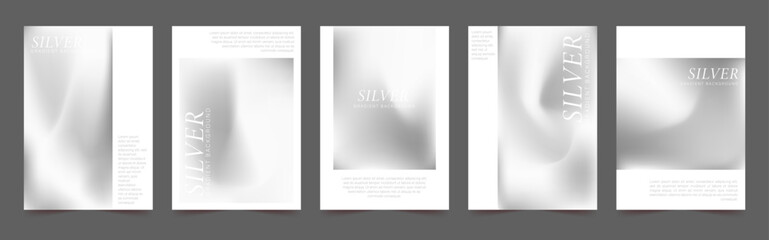 Fototapeta premium Silver mirror gradient background. Shiny foil texture and abstract metal surface. Chrome or steel reflection effect. Vector illustration.