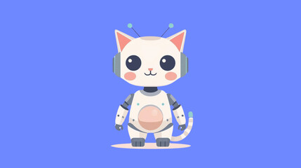 Cute Robot Cat Vector Design Illustration