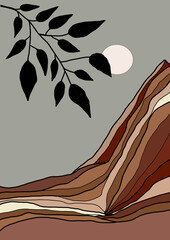 Shillouete with rocks mountain 