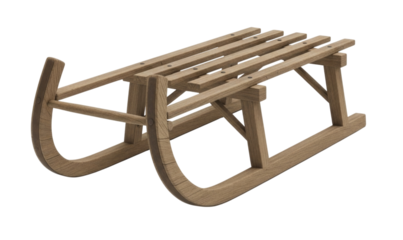 Wooden sled transparent background cutout png