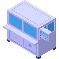 Isometric Light Purple Medical Laboratory Machine With Blue Screens And Control Panel On Transparent Background