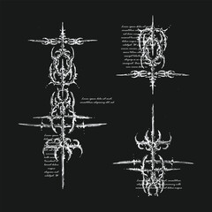 Y2K Cyber-Tribal Sigils &ndash; Gothic Futurist Symbolic Forms vector 