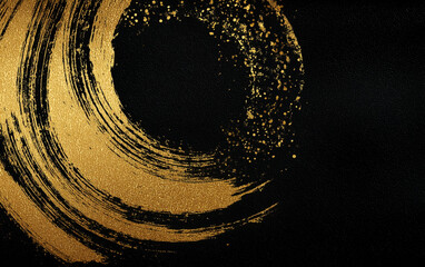 ダイナミックな円弧の毛筆による和風背景素材