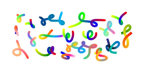 Swirl lines with rainbow gradient forming festive wave shapes designed for celebrations, parties, carnivals, vibrant creative visuals, and colorful decorative graphic artwork